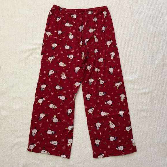 Red Skiing Snowmen Pajama Pants - Picture 2 of 2